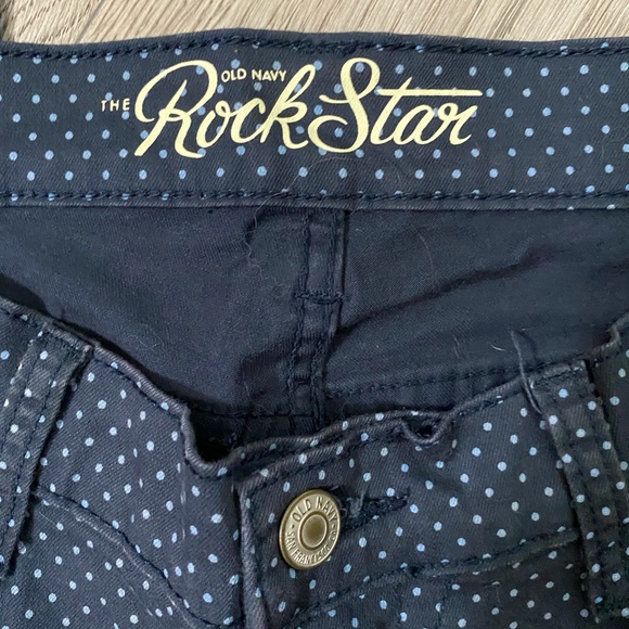 Old Navy Rock Star Blue White Dot Stretchy Blue Jeans Size 12 - Picture 2 of 4
